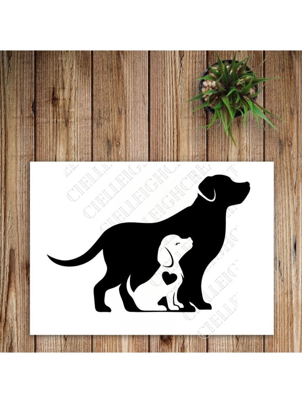 *2 for $20* Mama and Baby Dog vinyl decal sticker Handcrafted